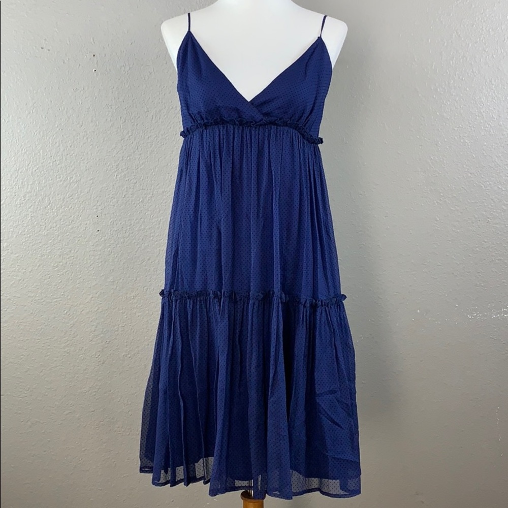 Ella Moss blue & black polka dot tiered dress